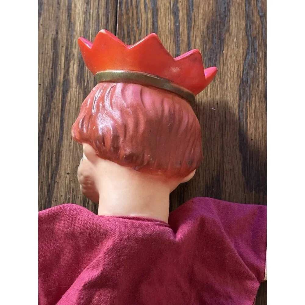 Vintage King Hand Puppet Rubber Head Red Robe King‎ Friday
